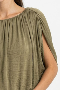 Grecian Drape Bubble Blouse