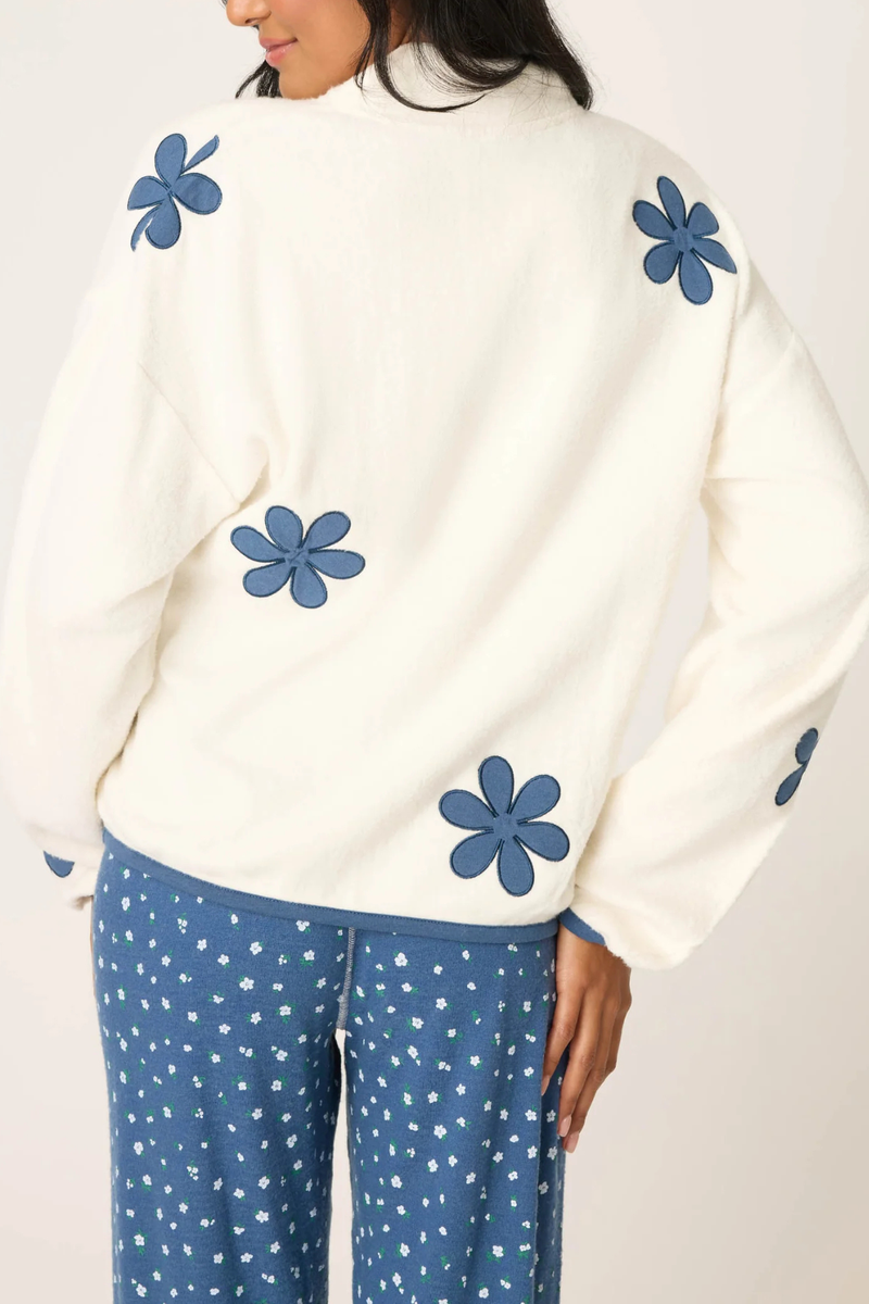 P.J. Salvage Cozy Life Floral Quarter-Zip Sweater