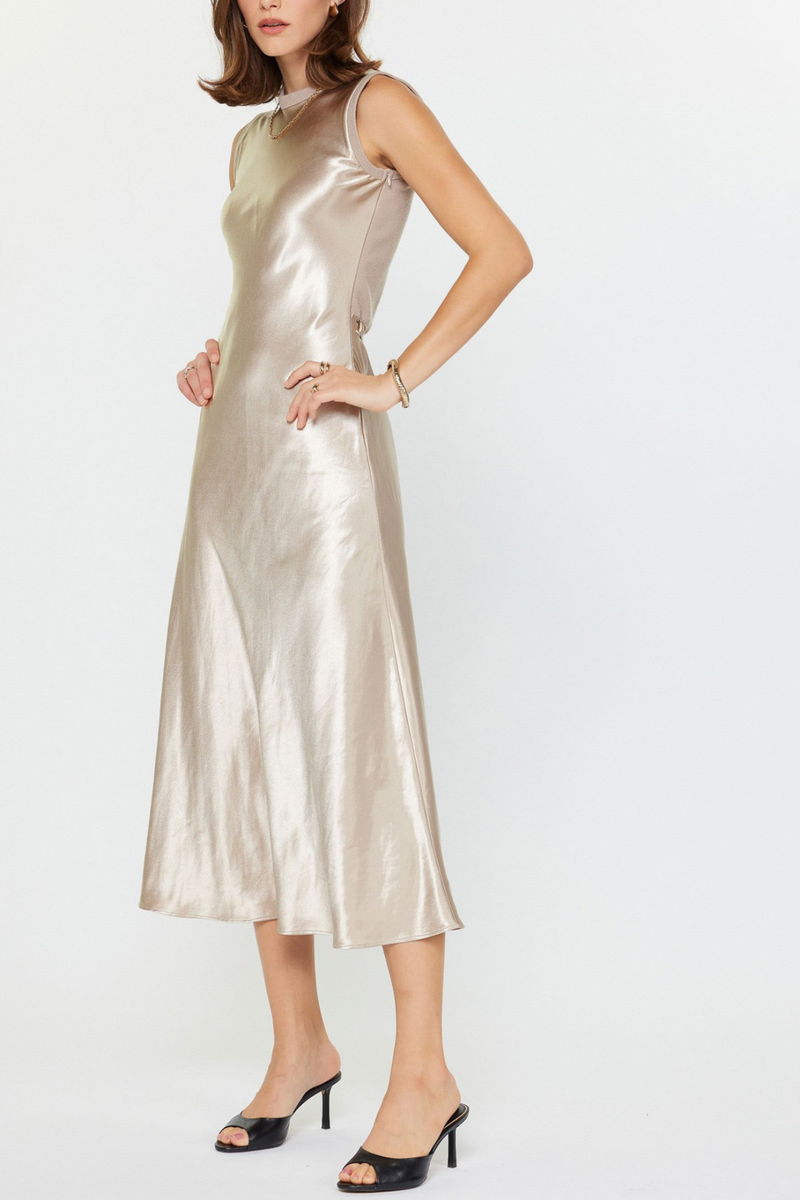 Metallic Front Midi Knit Dress