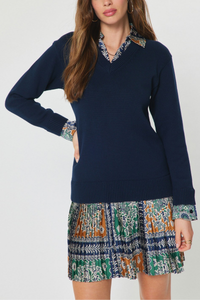 Woven Combo Sweater Dress