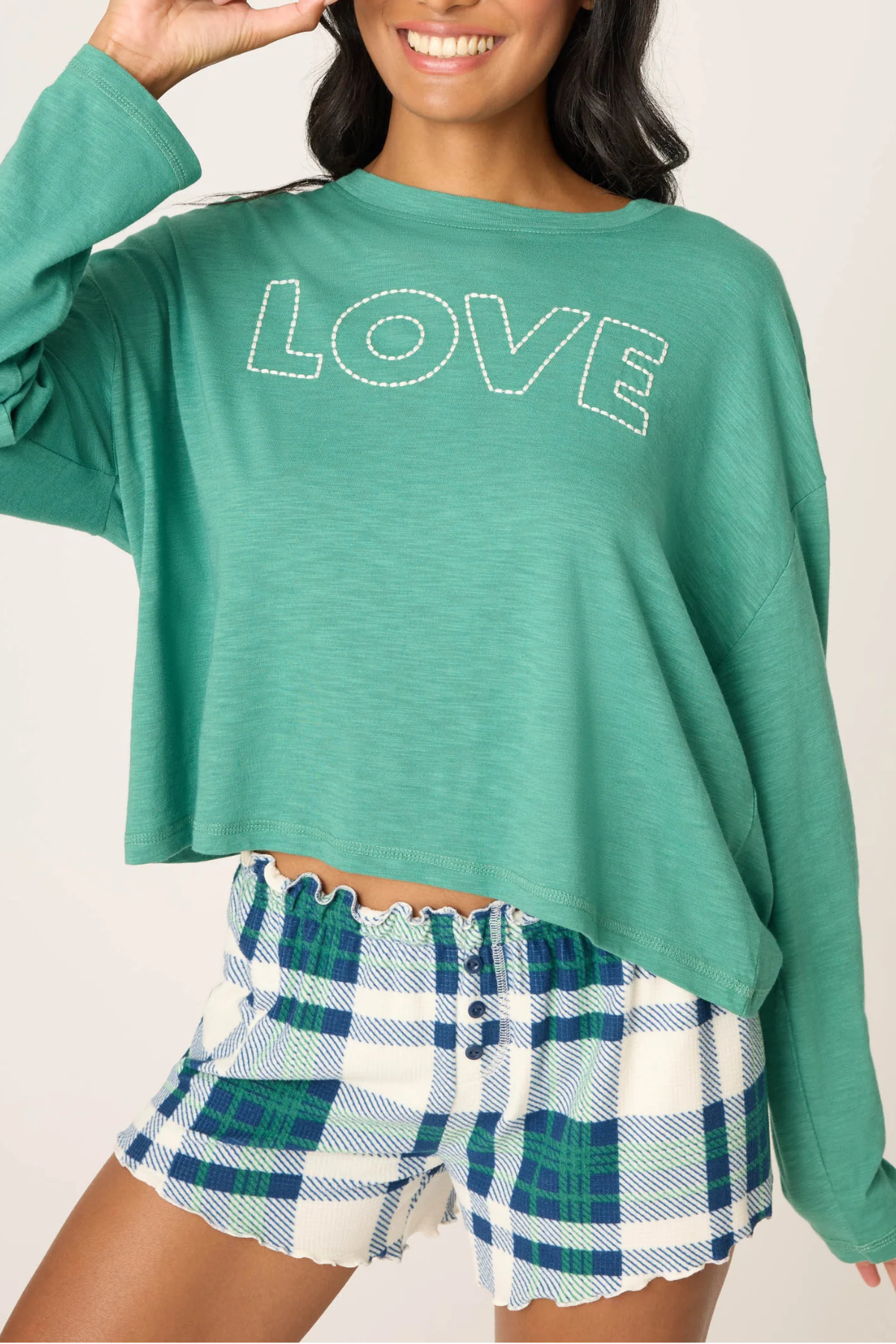 P.J. Salvage Cozy Life "Love" Long Sleeve Top