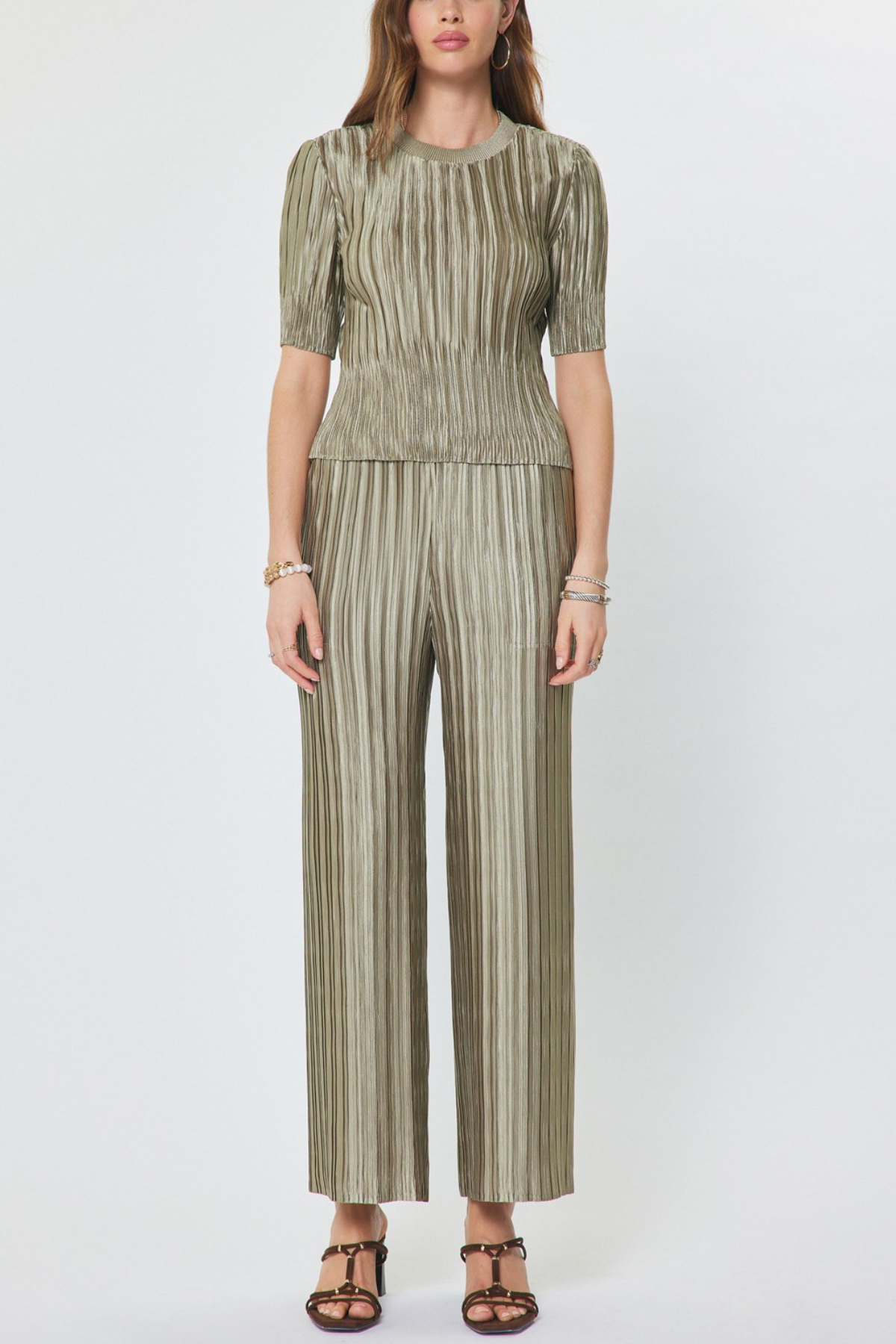 Crinkle Pleated Drawstring Pants