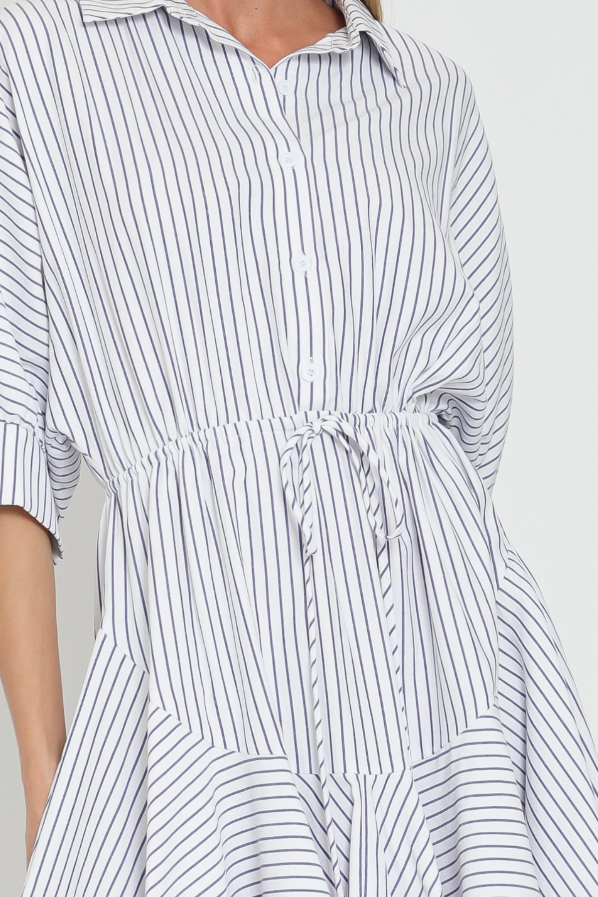 3/4 Sleeve Tie Front Mini Dress