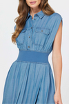 Cap Sleeve Midi Shirt Dress