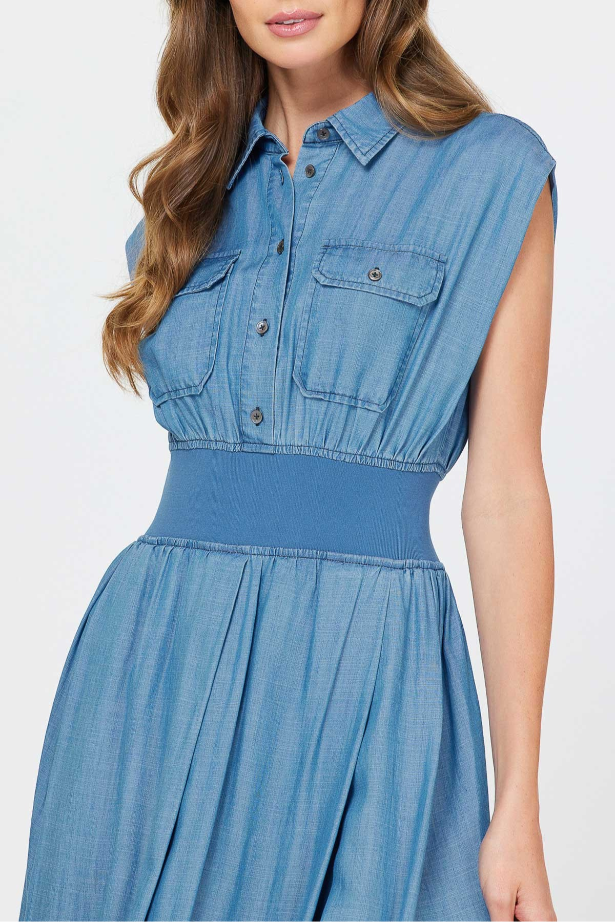 Cap Sleeve Midi Shirt Dress