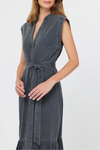 Washed Button Down Midi Dress
