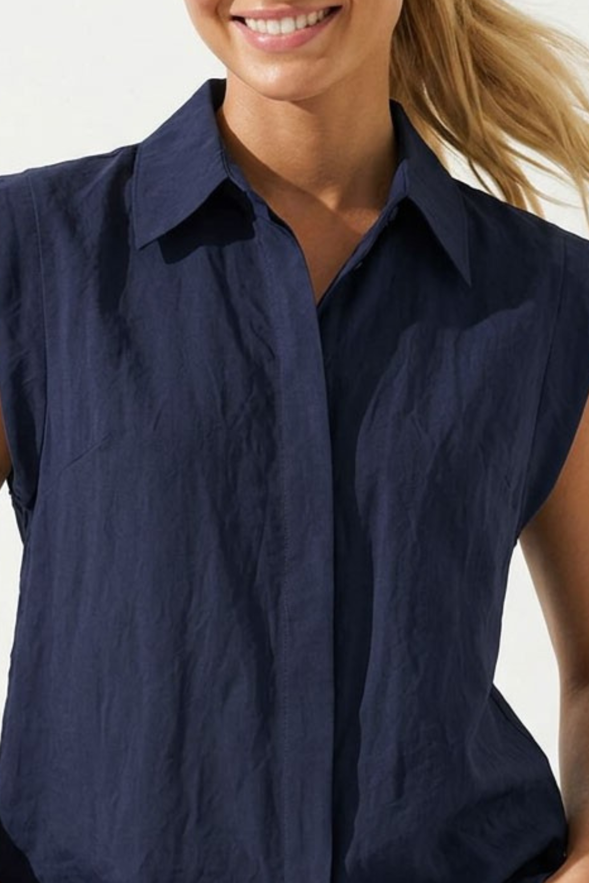 Cap Sleeve Hidden Placket Blouse