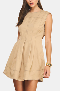 Sleeveless Pleated Mini Dress
