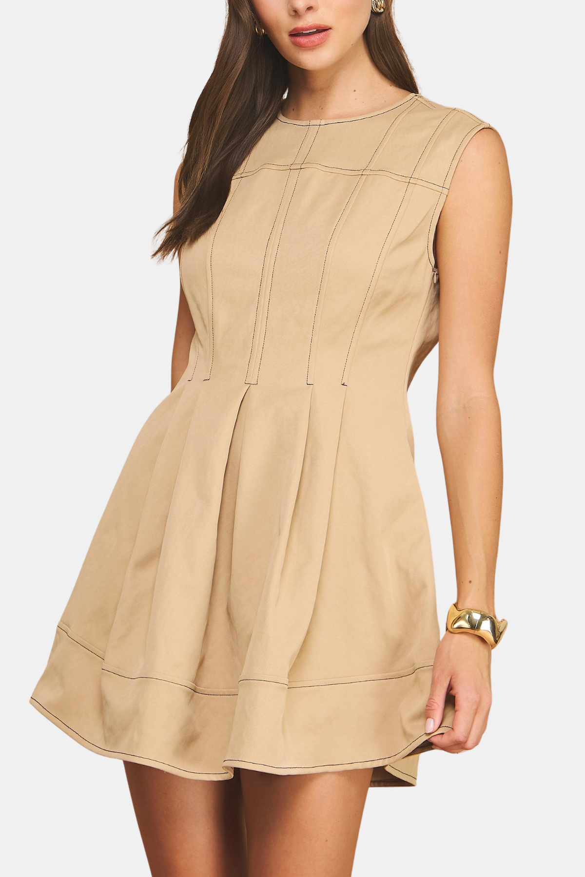 Sleeveless Pleated Mini Dress