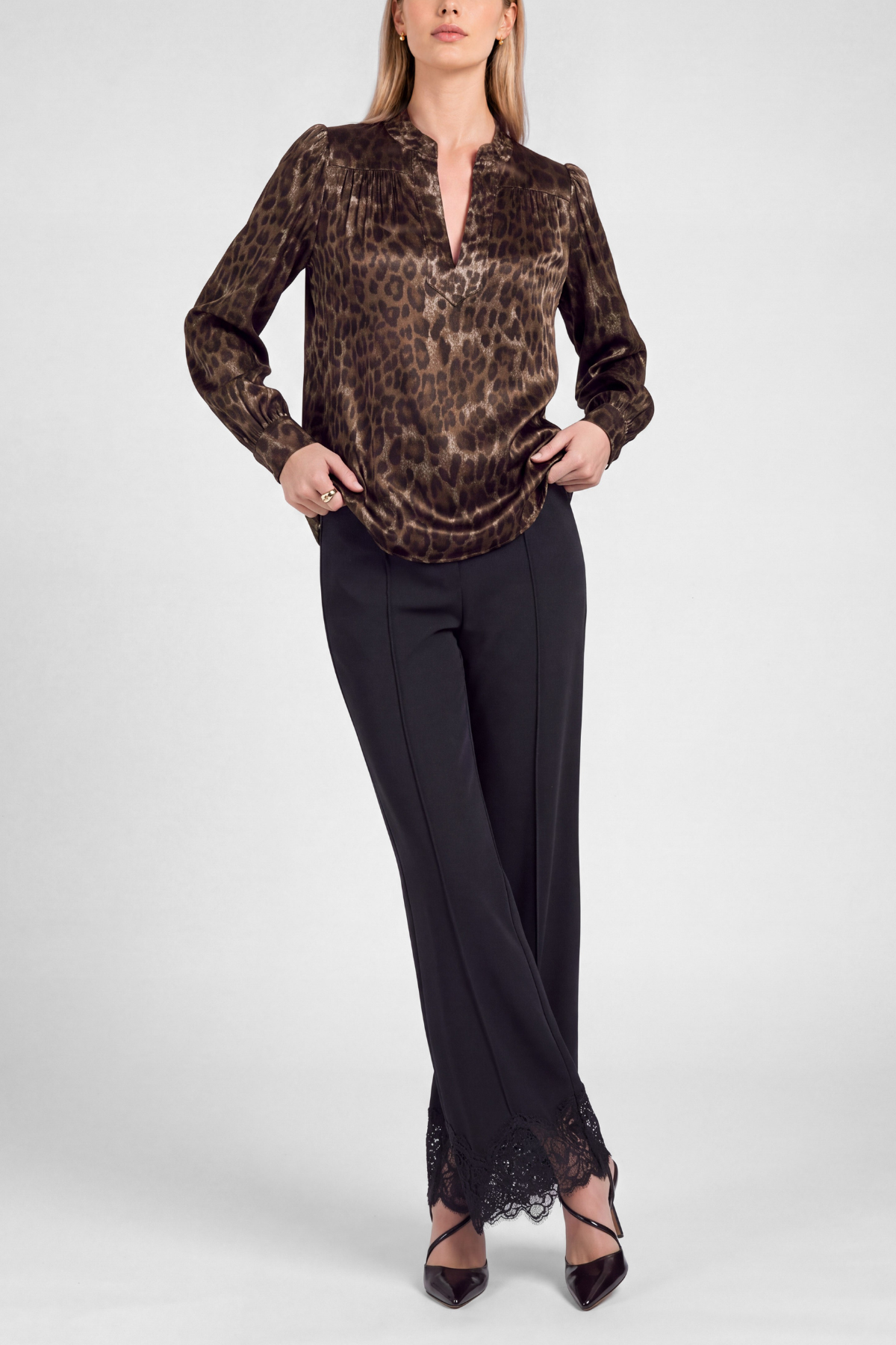 Leopard Print Long Sleeve Blouse
