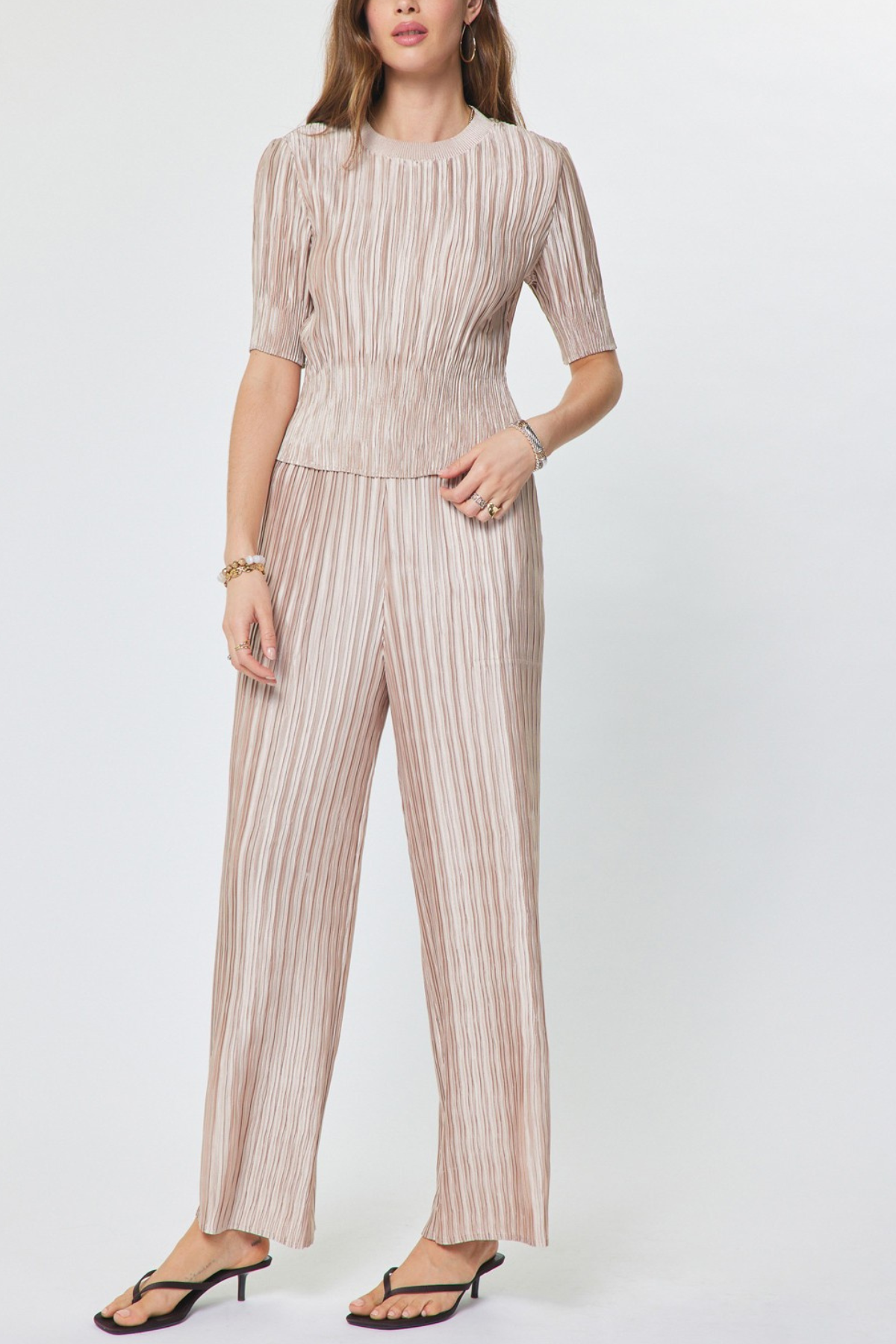 Crinkle Pleated Fitted Top