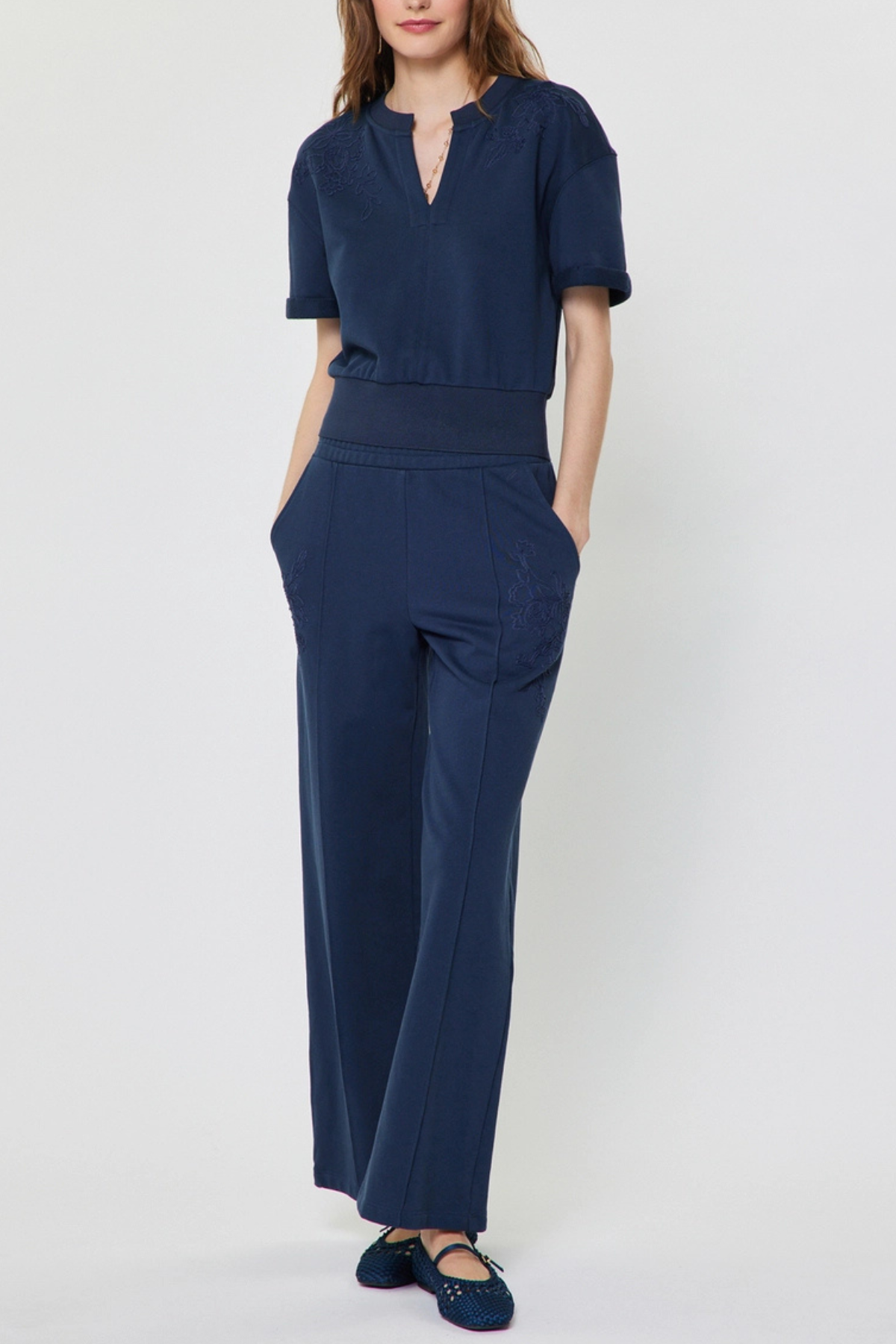 Short Sleeve Embroidered Top