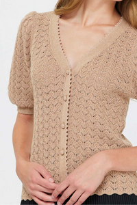 Short Sleeve Scalloped Cardigan Top