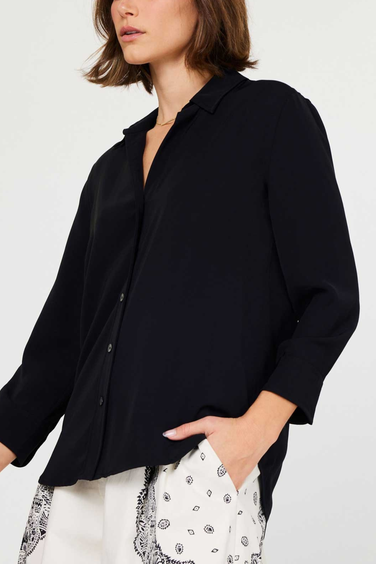 3/4 Sleeve Button Down Shirt