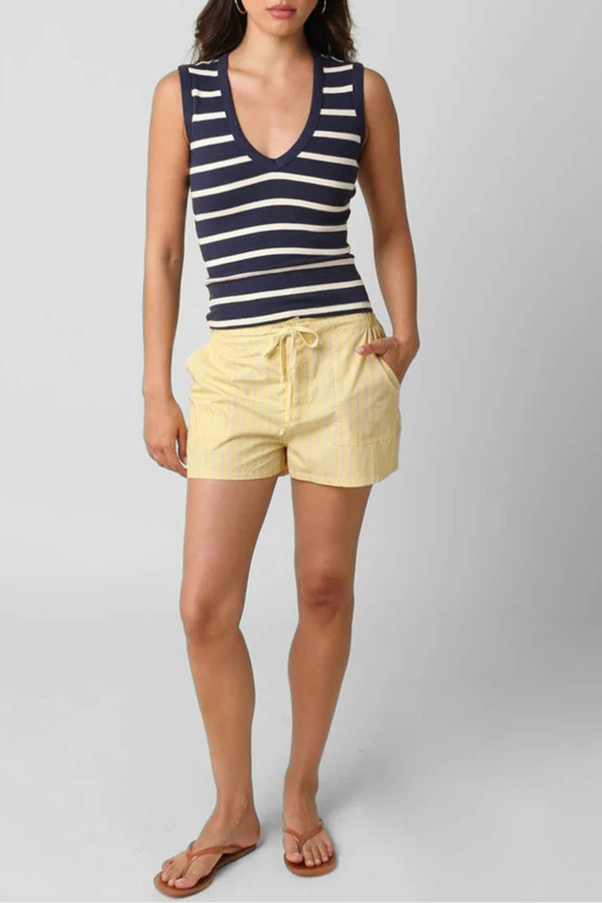 Macy Striped V Neck Tank Top