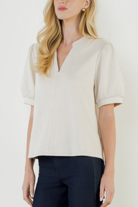Soft Suede V-Neck Top