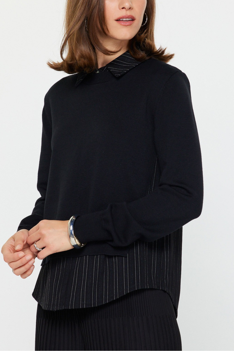 Woven Combo Sweater Shirt