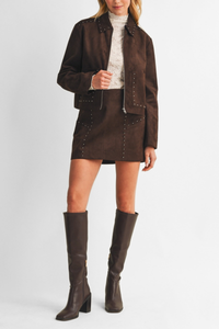 Studded Faux Suede Jacket