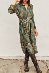 Off The Grid Satin Shirt Dress