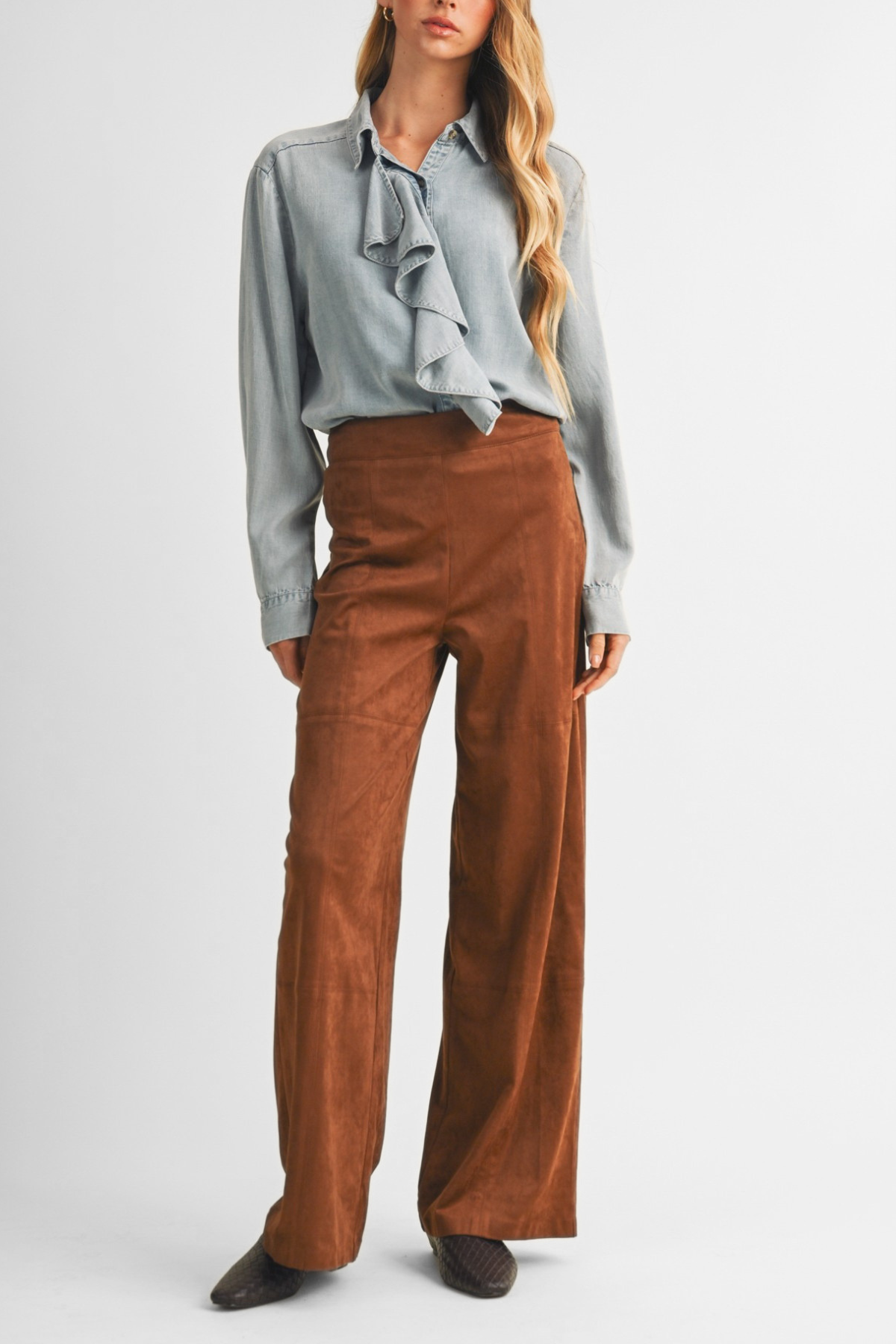 High Waisted Suede Trousers