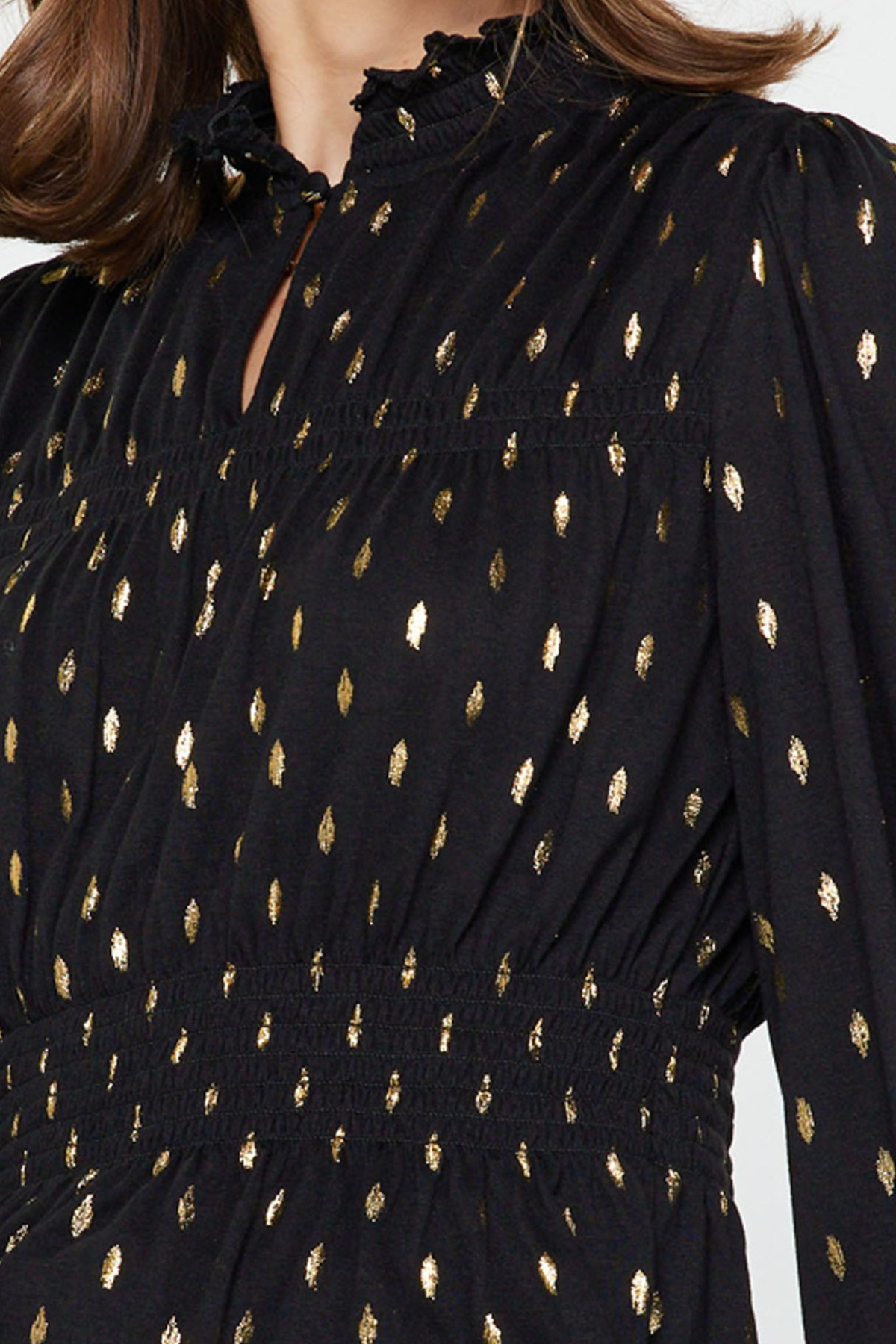 Metallic Detail Peplum Top