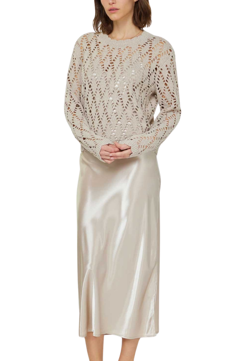 Pointelle Sweater & Satin Dress