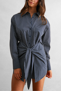 Striped Button Down Shirt Dress