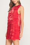 Tiered Satin Mini Dress