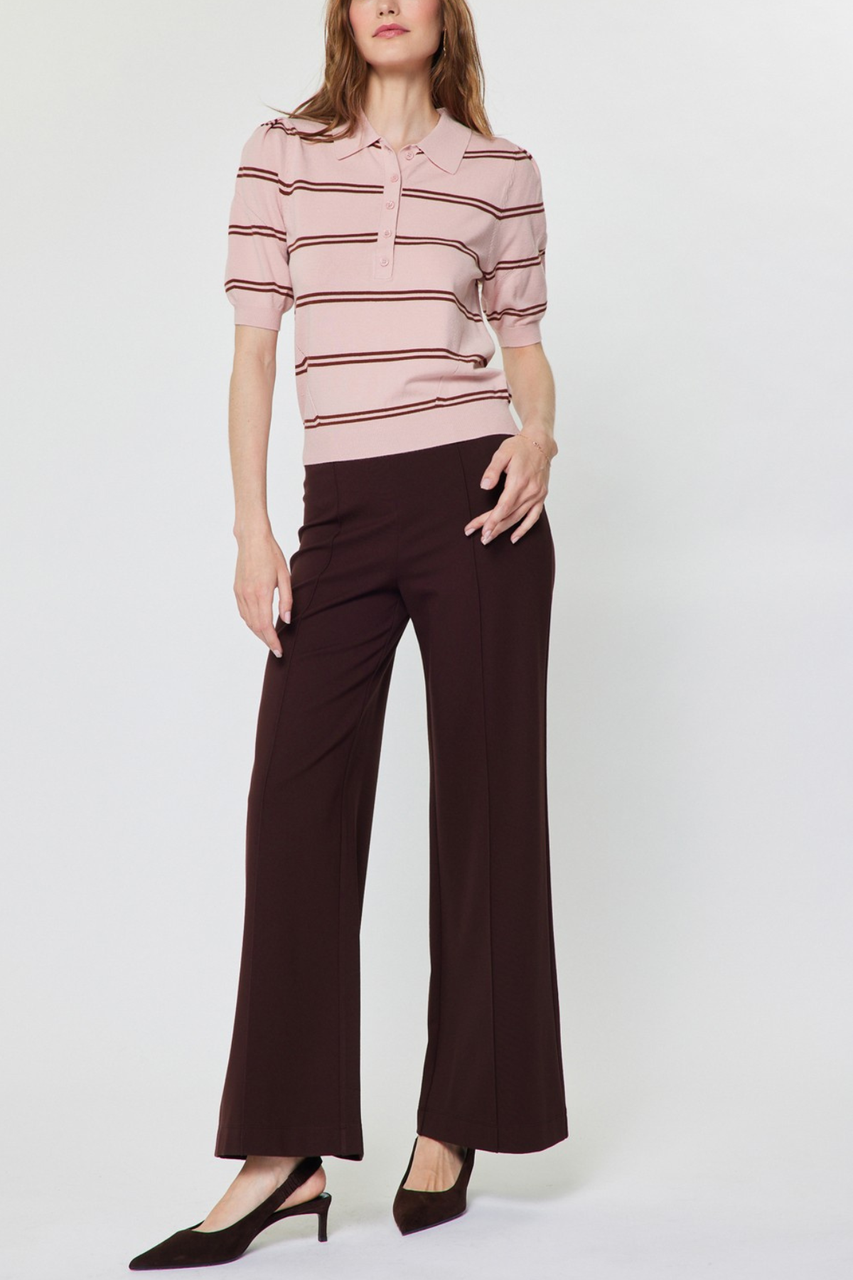 Short Sleeve Knit Polo Top