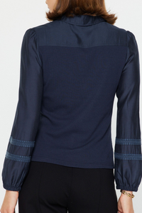 Mixed Media Polo Knit Top