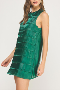 Tiered Satin Mini Dress
