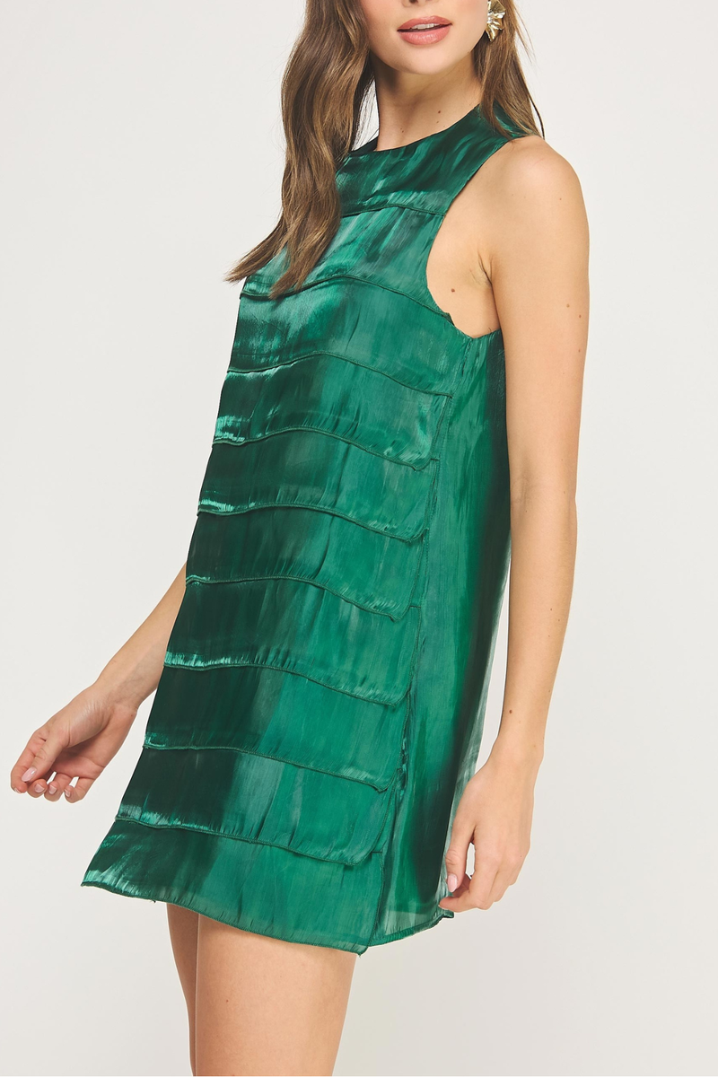 Tiered Satin Mini Dress