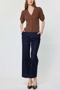 Short Sleeve Scalloped Edge Cardigan