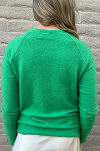 Embroidered Wasted Lightweight Brushed Fleece Pullover Sweater