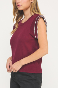 Pearl Trim Sweater Top