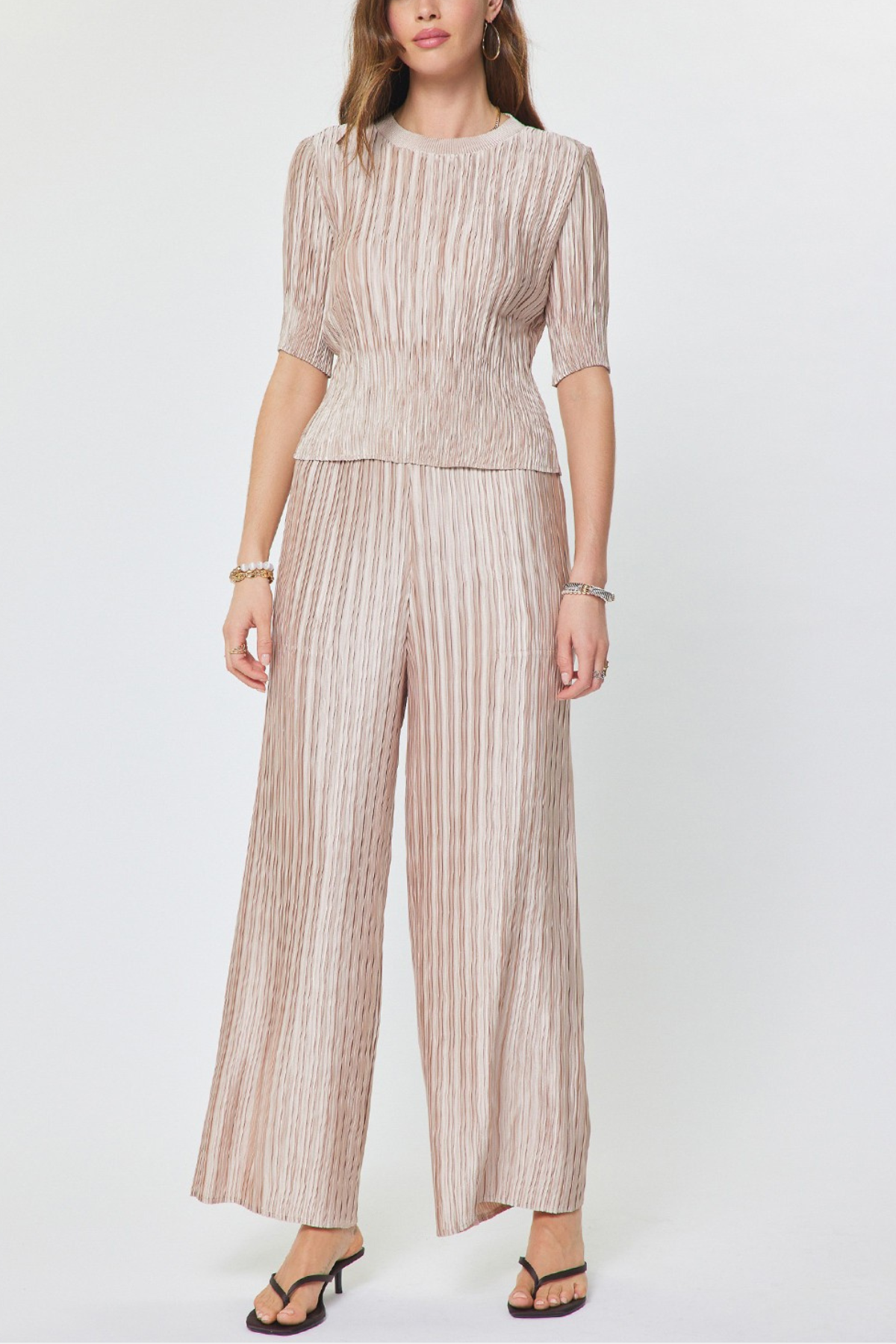 Crinkle Pleated Drawstring Pants