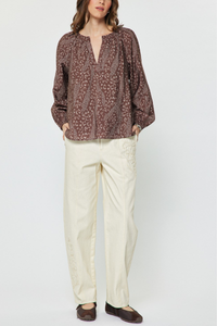 Abstract Animal Print Long Sleeve Blouse