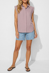 Cap Sleeve Hidden Placket Blouse