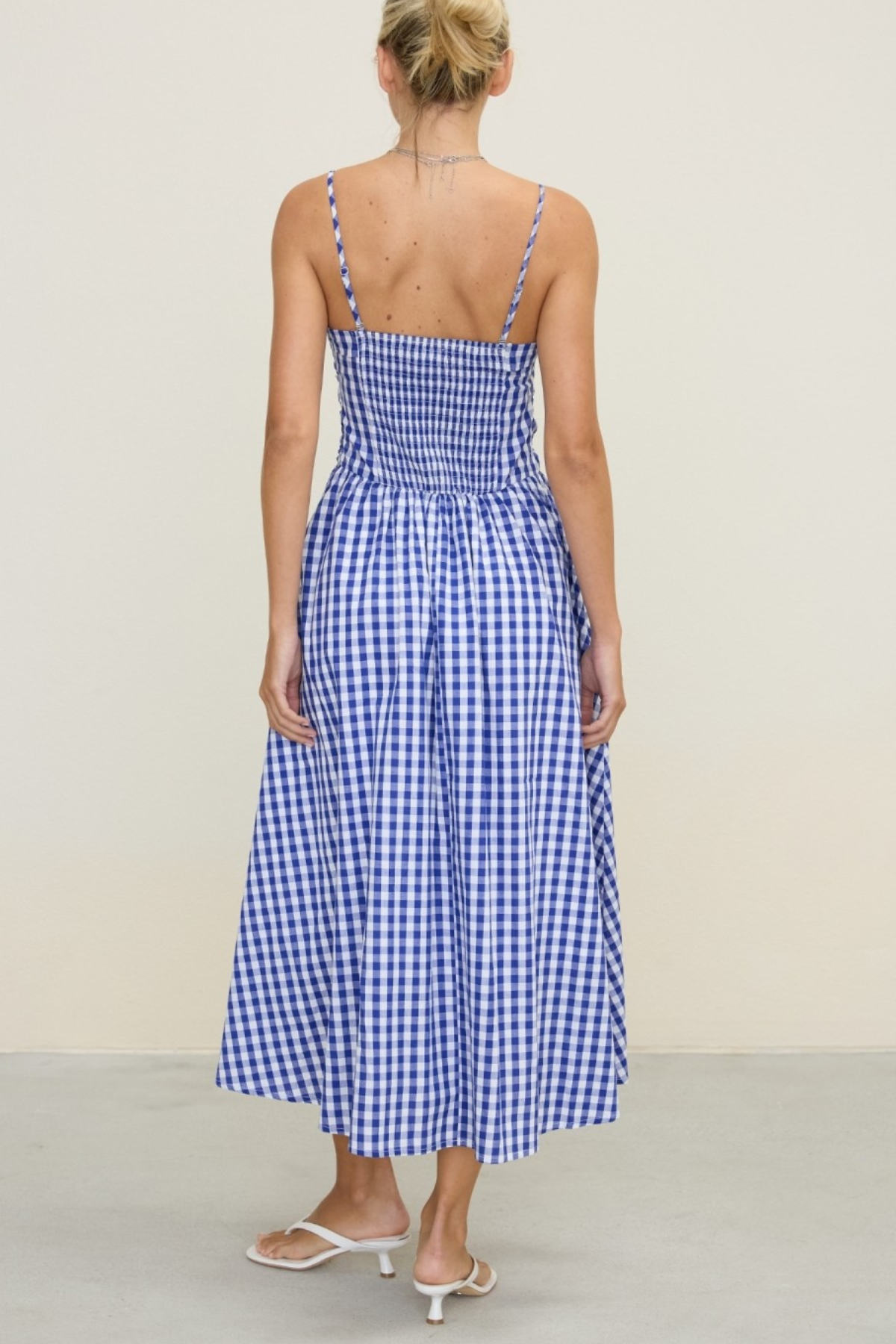 Gingham Spagetti Midi Dress