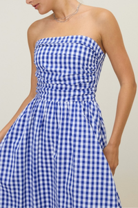 Gingham Spagetti Midi Dress