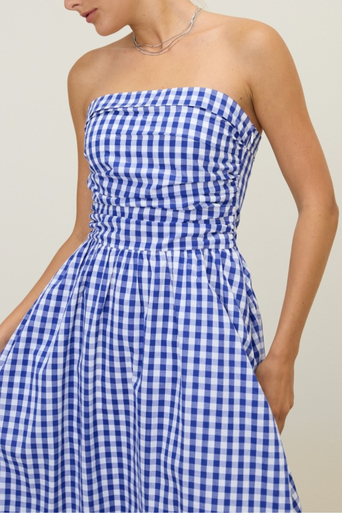 Gingham Spagetti Midi Dress