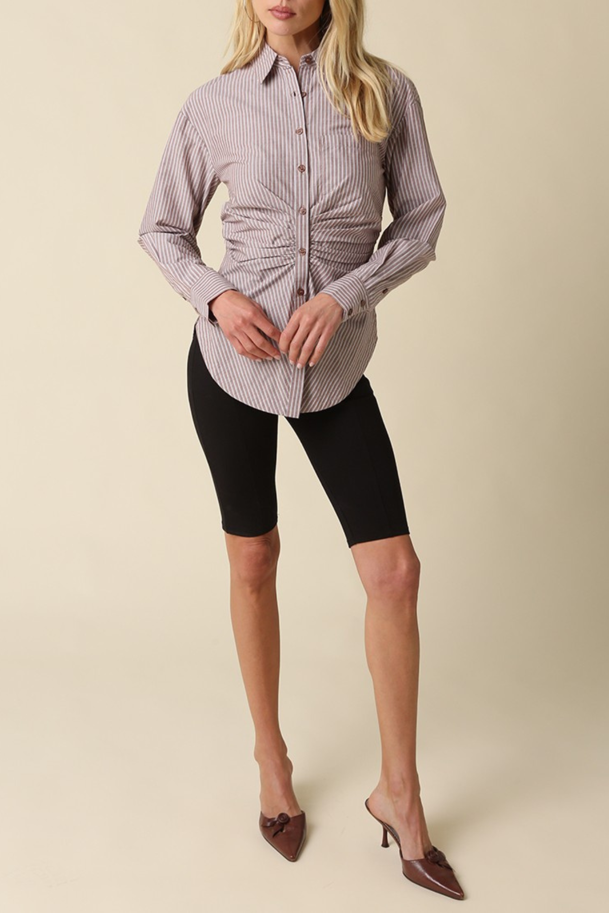 Ella Stripe Button Down Short
