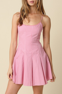 Justine Gingham Flared Mini Dress