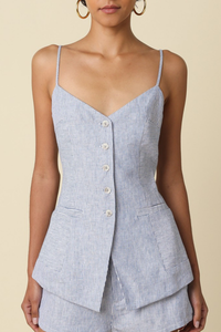 Vera Linen Button Front Top