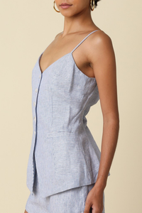 Vera Linen Button Front Top