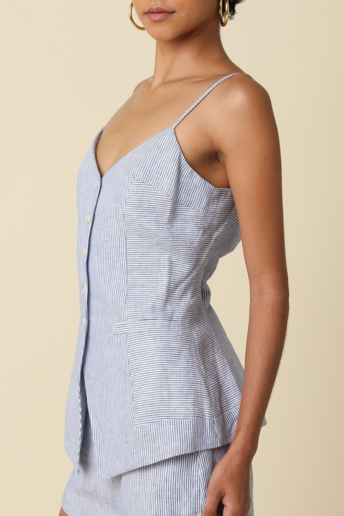 Vera Linen Button Front Top