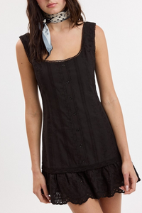 Embroidered Eyelet Square Neck Mini Dress