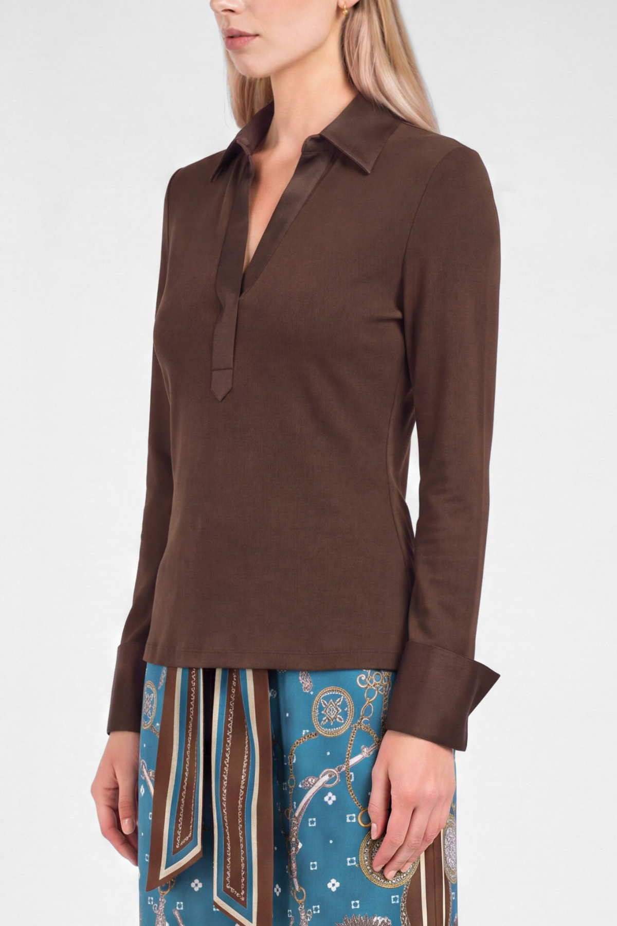 Ribbed Knit Collared Top