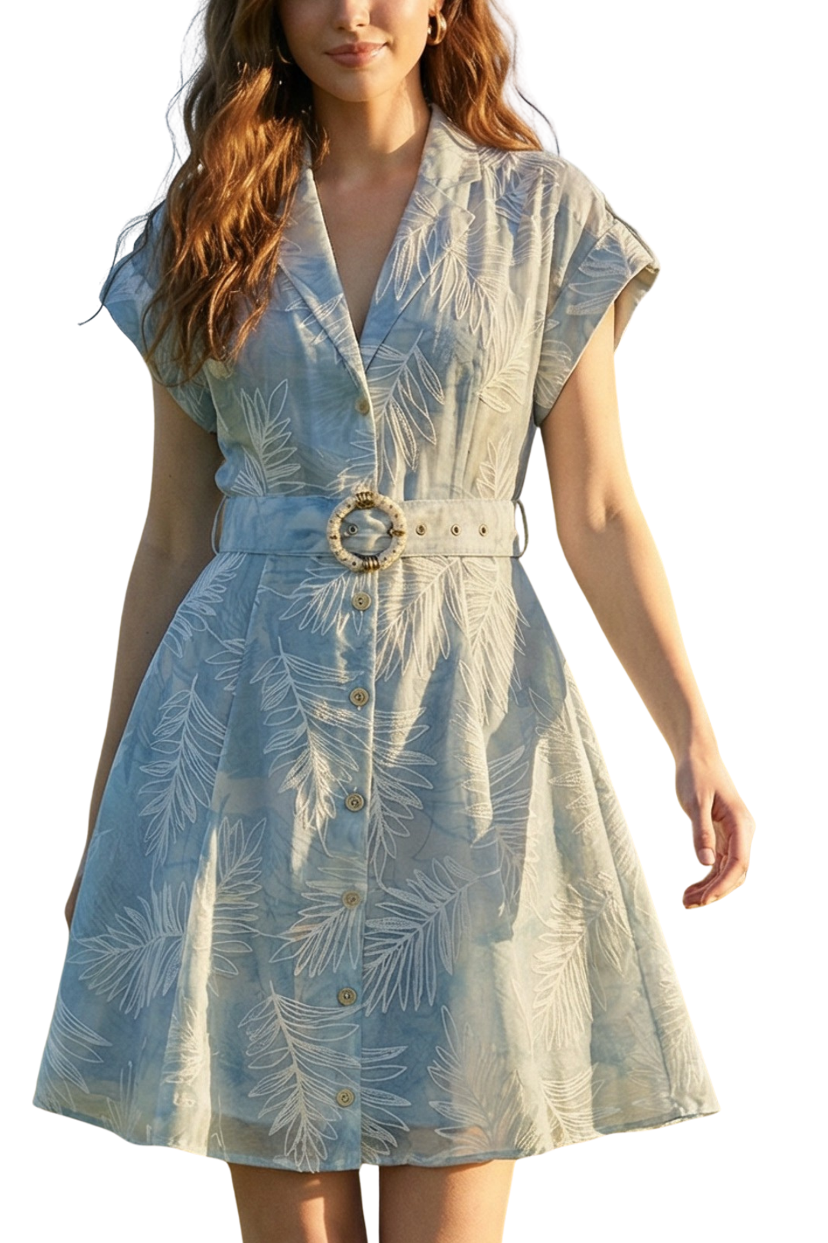 Front Button Mini Dress