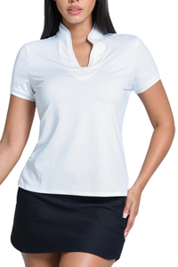 Lucky In Love Pleated Placket Short Sleeve